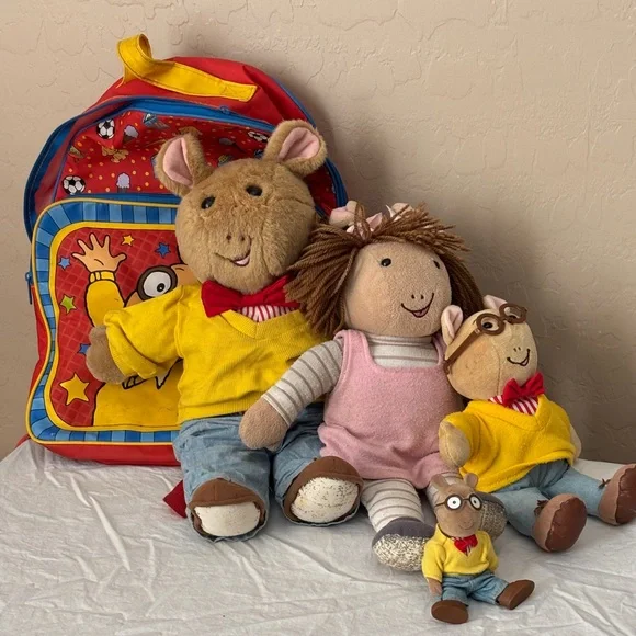 1987 Arthur Set Collection 3 Arthur Dolls 1 DW Read 1 Backpack Original PBS - Picture 2 of 15